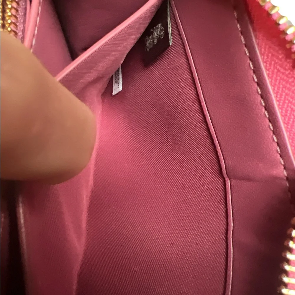 Coach Pink Wristlet Zip Around Wallet - Picture 6 of 7